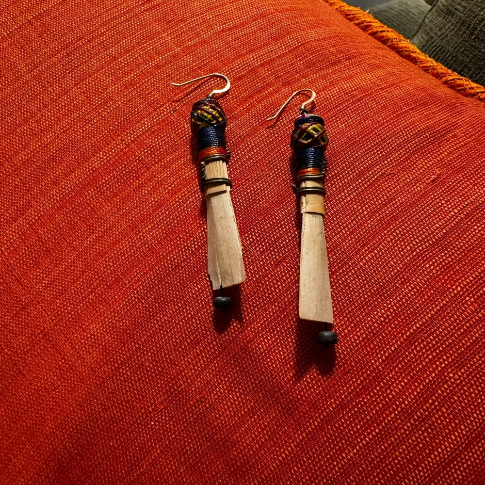 Funky Wooden Dangle Earrings, natural Elements